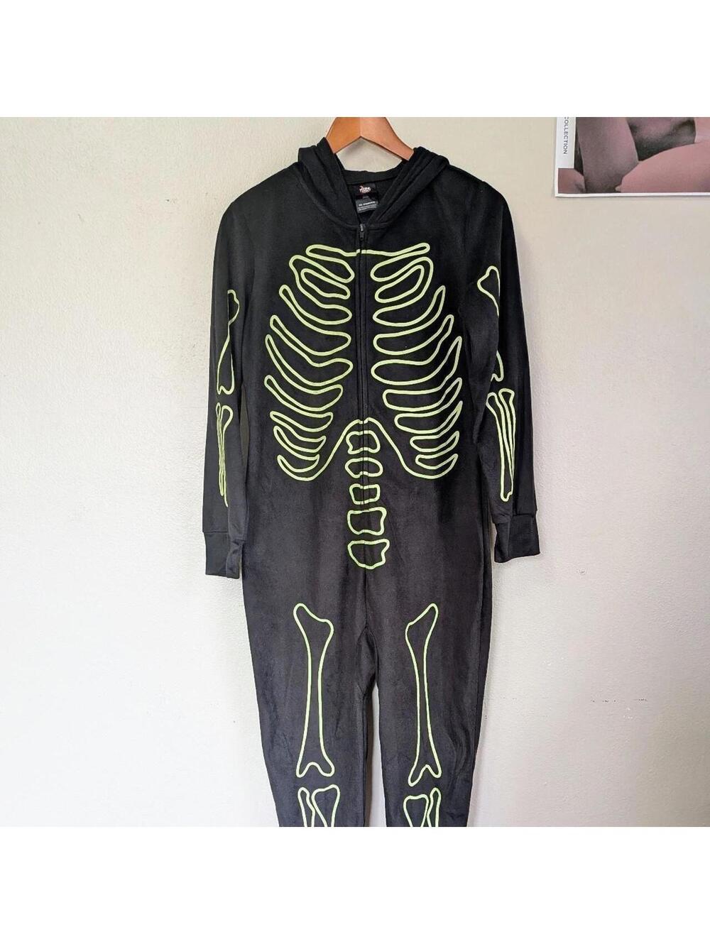 Skeleton Glow-In-The-Dark Hooded Onesie Women's XS - Halloween / October